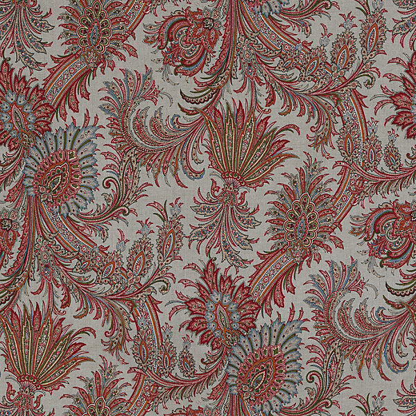 Amelie/Blue Multi Ao 00034016 by Old World Weavers Designer Fabric                                                                        100% LINEN ITALY LIGHT DUTY Horizontal: 25.5" and Vertical: 27.25" 55"  - Swanky Fabrics -