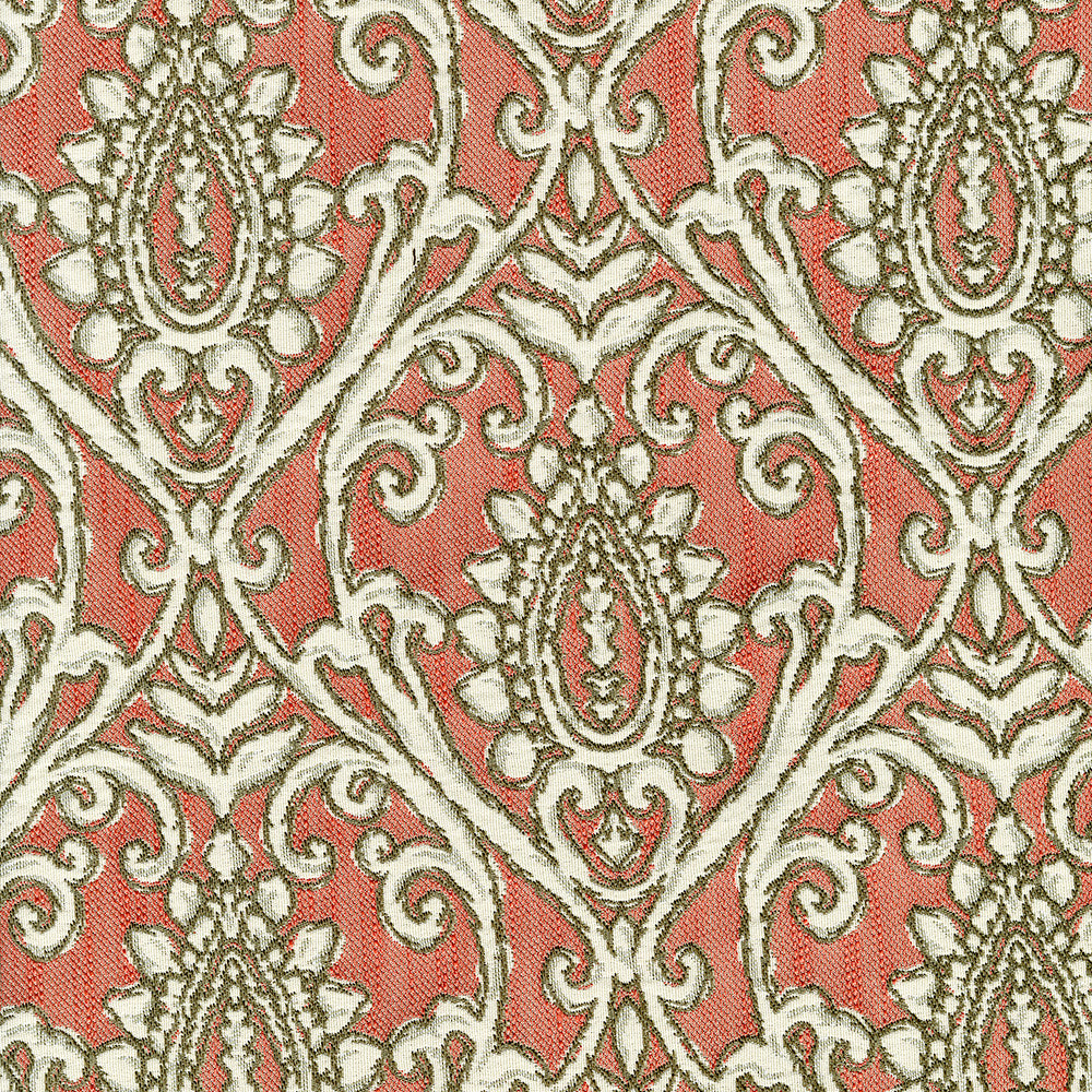 Aster 105 Coral by ABBEYSHEA Designer Fabric 74% Polyester, 16% Cotton, 10% Rayon China 45,000 Double Rubs (Wyzenbeek) </p><p>Repeat: Horizontal: 9.1" (23.0 cm) Up the Roll and Vertical: 9.6" (24.3 cm) Across the Roll 55" (140 cm) - Swanky Fabrics -