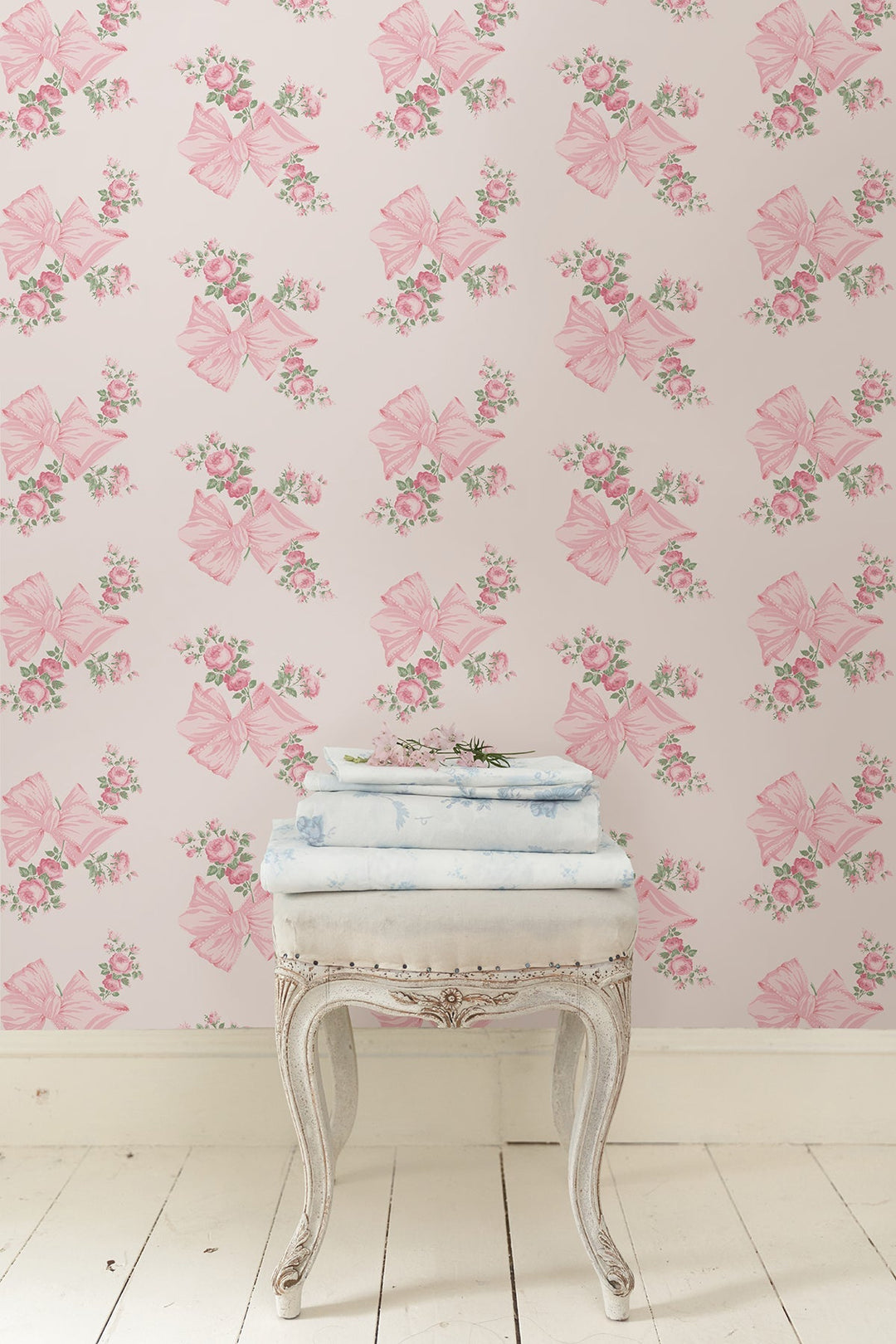 Rosa Beaux Pink Mint Large Bow Spot Wallpaper by A-Street Prints Designer