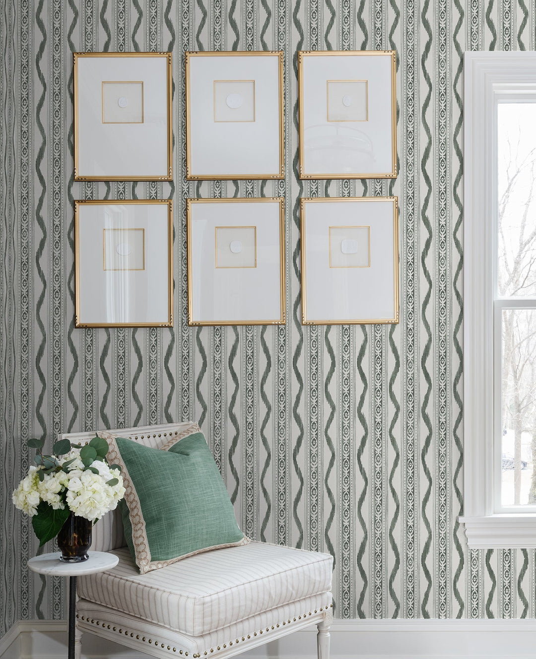 Rhys Green IKAT Stripe Wallpaper by A-Street Prints Designer