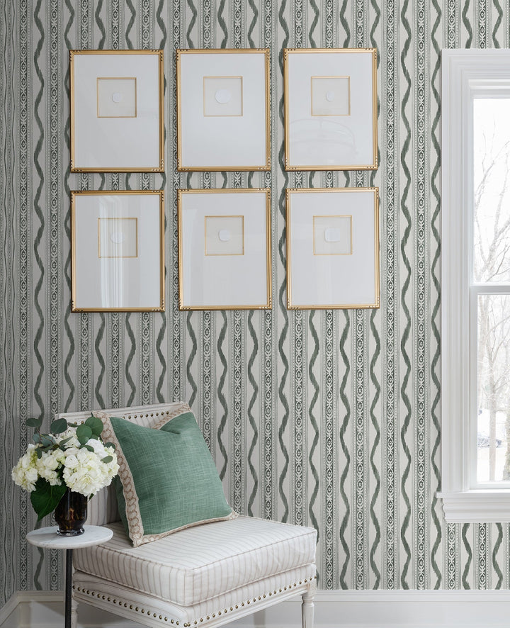 Rhys Green IKAT Stripe Wallpaper by A-Street Prints Designer