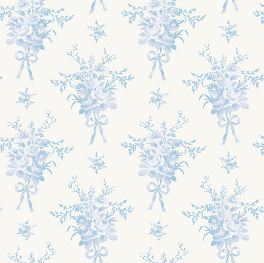 Rosie Arrangements Icey Winters Bouquet Toss Wallpaper by A-Street Prints Designer