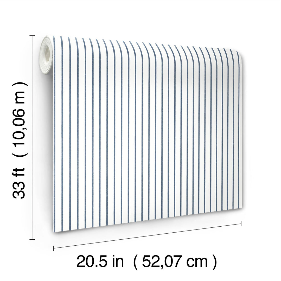 Oliver Navy Simple Stripe Wallpaper by A-Street Prints Designer