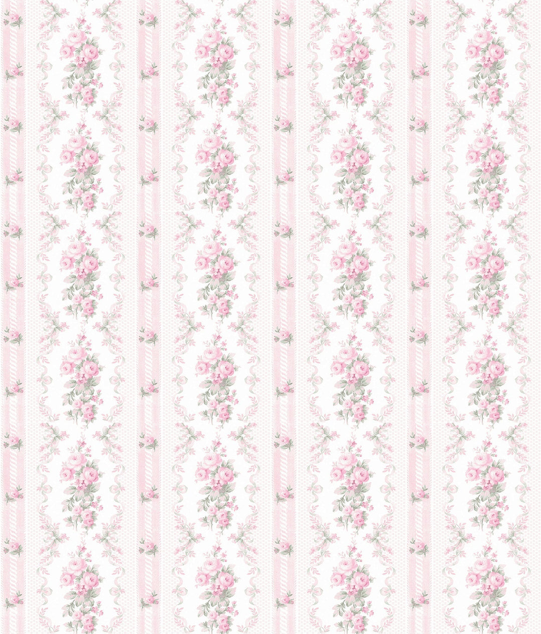Dreamy Days Pink Parfait Stripe & Floral Wallpaper by A-Street Prints Designer