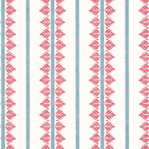 Anna French Wallpaper Fern Stripe Red and Blue AT15105