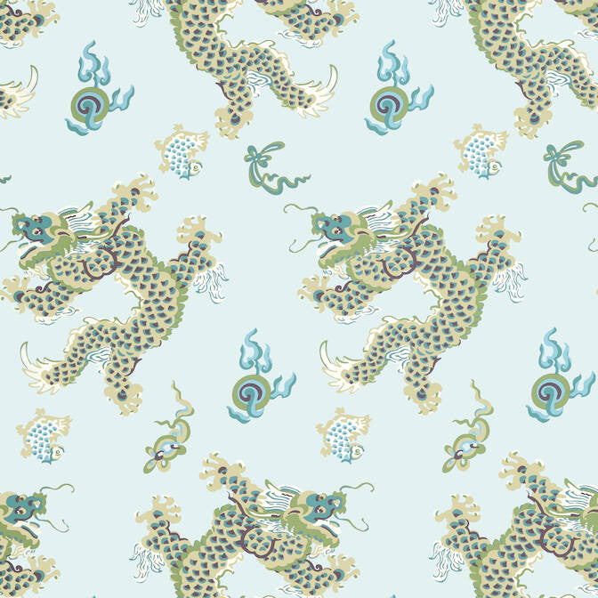 Dragon Dance Spa Blue AT23180 by Anna French Wallpaper Anna French Wallpaper Dragon Dance Spa Blue AT23180Wallpaper Willow Tree Wallpaper UNITED STATES </p><p>Repeat: V: - 27 - Fabric Carolina -