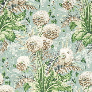 Anna French Wallpaper Dahlia Neutral on Robin's Egg AT24536