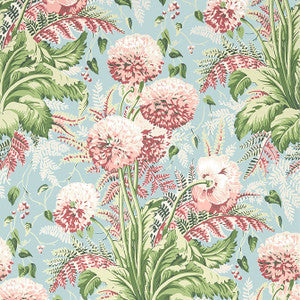 Anna French Wallpaper Dahlia Coral on Robin's Egg AT24537