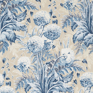 Anna French Wallpaper Dahlia Navy on Linen AT24540
