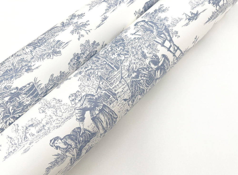 Campagne Toile Blue & White Wallpaper by York Wallcoverings Designer