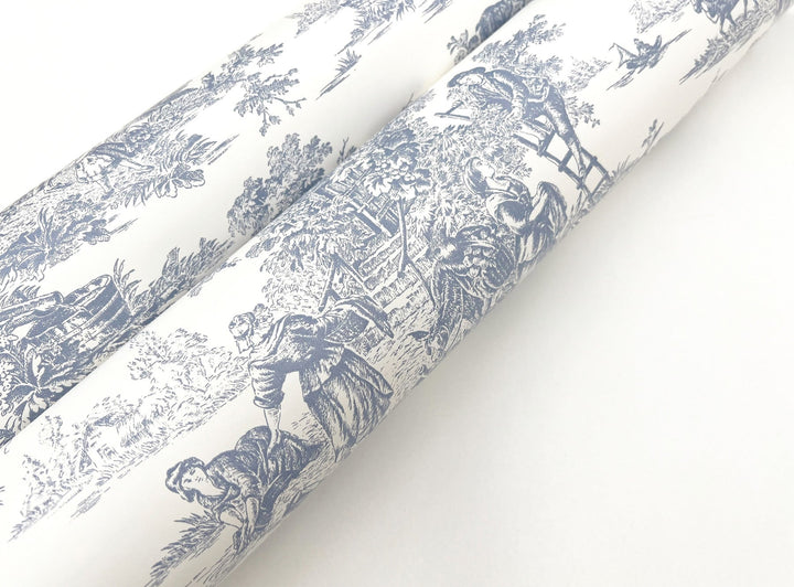 Campagne Toile Blue & White Wallpaper by York Wallcoverings Designer