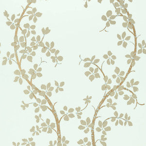 Anna French Wallpaper St. Albans Grove Metallic Pewter on Aqua AT6154