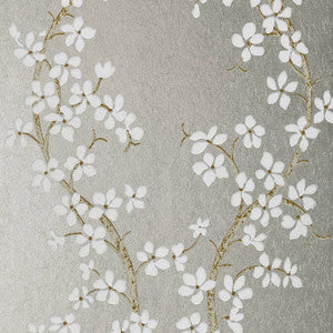 Anna French Wallpaper St. Albans Grove White and Silver AT6156