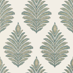 Anna French Wallpaper Palampore Leaf Robin's Egg and Beige AT78723