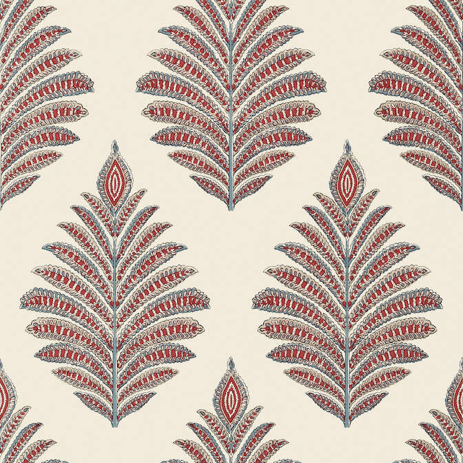 Palampore Leaf Red and Blue AT78726 by Anna French Wallpaper Anna French Wallpaper Palampore Leaf Red and Blue AT78726Wallpaper Palampore Non Woven Wallpaper U.S.A. </p><p>Repeat: V: 25.25 27 - Fabric Carolina -