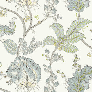 Anna French Wallpaper Kalamkari Vine Yellow and Aqua AT78740