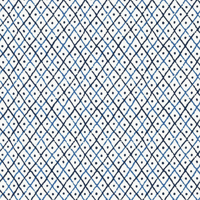 Mini Trellis Blue AT78750 by Anna French Wallpaper Anna French Wallpaper Mini Trellis Blue AT78750Wallpaper Palampore Non Woven Wallpaper U.S.A. </p><p>Repeat: V: 4.25 27 - Fabric Carolina -
