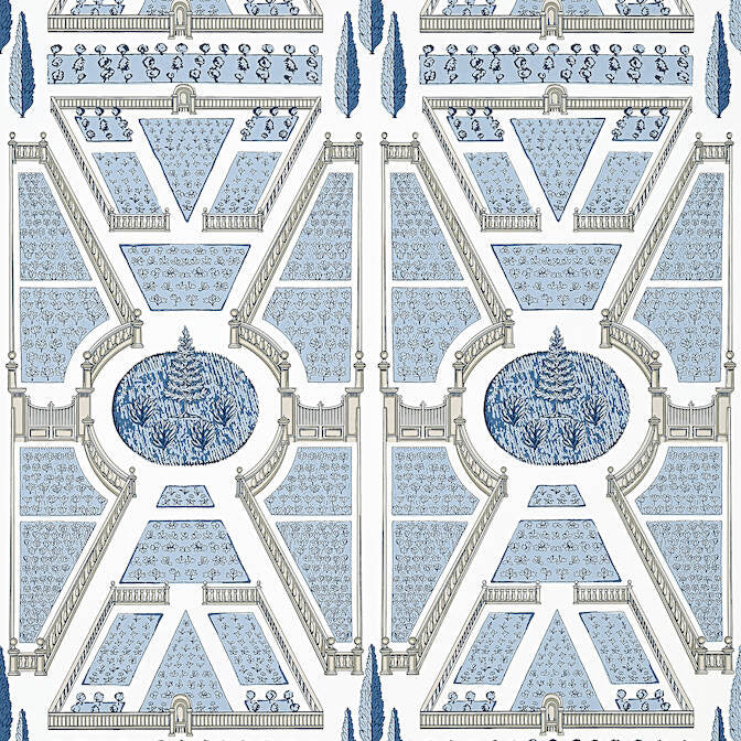 Aerial Garden Blue AT9600 by Anna French Wallpaper Anna French Wallpaper Aerial Garden Blue AT9600Wallpaper Savoy Non Woven Wallpaper U.S.A. </p><p>Repeat: V: 25.25 27 - Fabric Carolina -