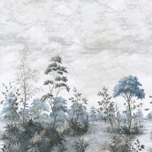 Thibaut Wallpaper Cumbria Mural Spa Blue on Pearl ATM16152