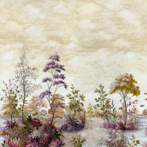 Thibaut Wallpaper Cumbria Mural Eggplant on Pearl ATM16153
