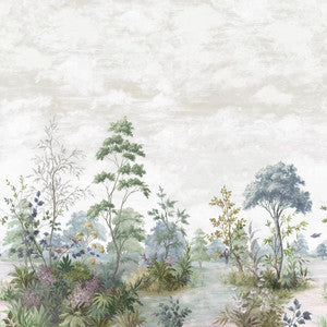 Thibaut Wallpaper Cumbria Mural Pale Blue and Green on Pearl ATM16154