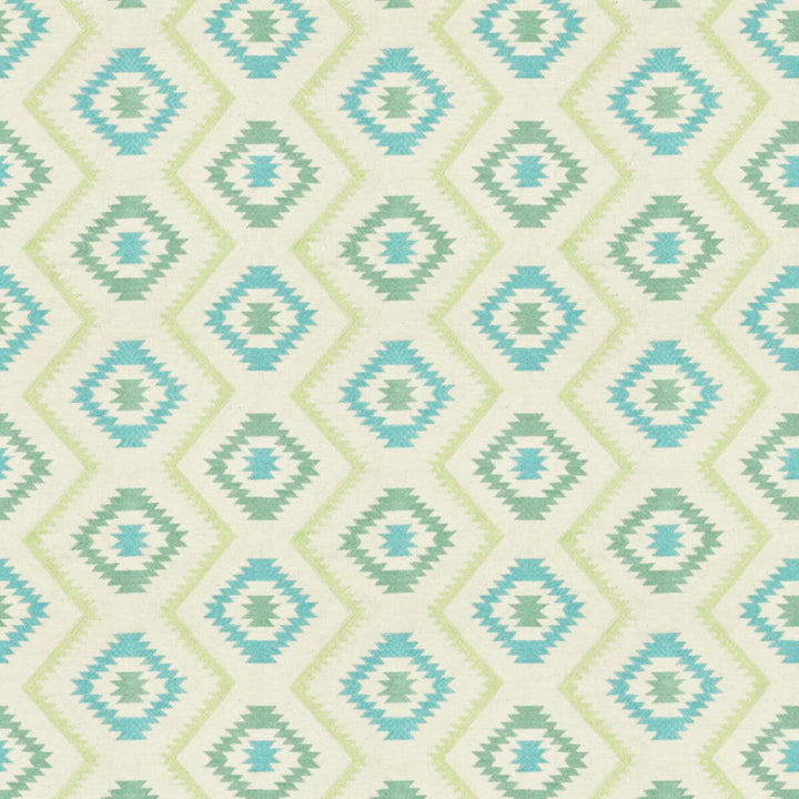 Auckland 3 Seaglass by Stout Designer Fabric Rainbow Library Spa/Teal 38% Spun Viscose 31% Polyester 31% Linen Viscose Embroidery CHINA CATB 117-2013 FLAME RETARDANT-U.F.A.C. CLASS 1 (OR A) Horizontal: 10.875 and Vertical: 11.875 54 in - Swanky Fabrics -