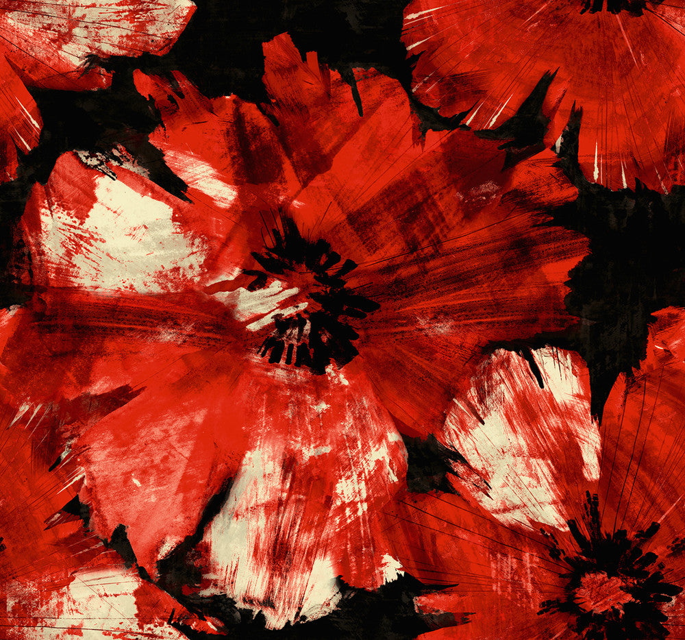 Curie Abstract Floral Metallic Gold and Crimson AV50001 by Seabrook Designs Designer Wallpaper