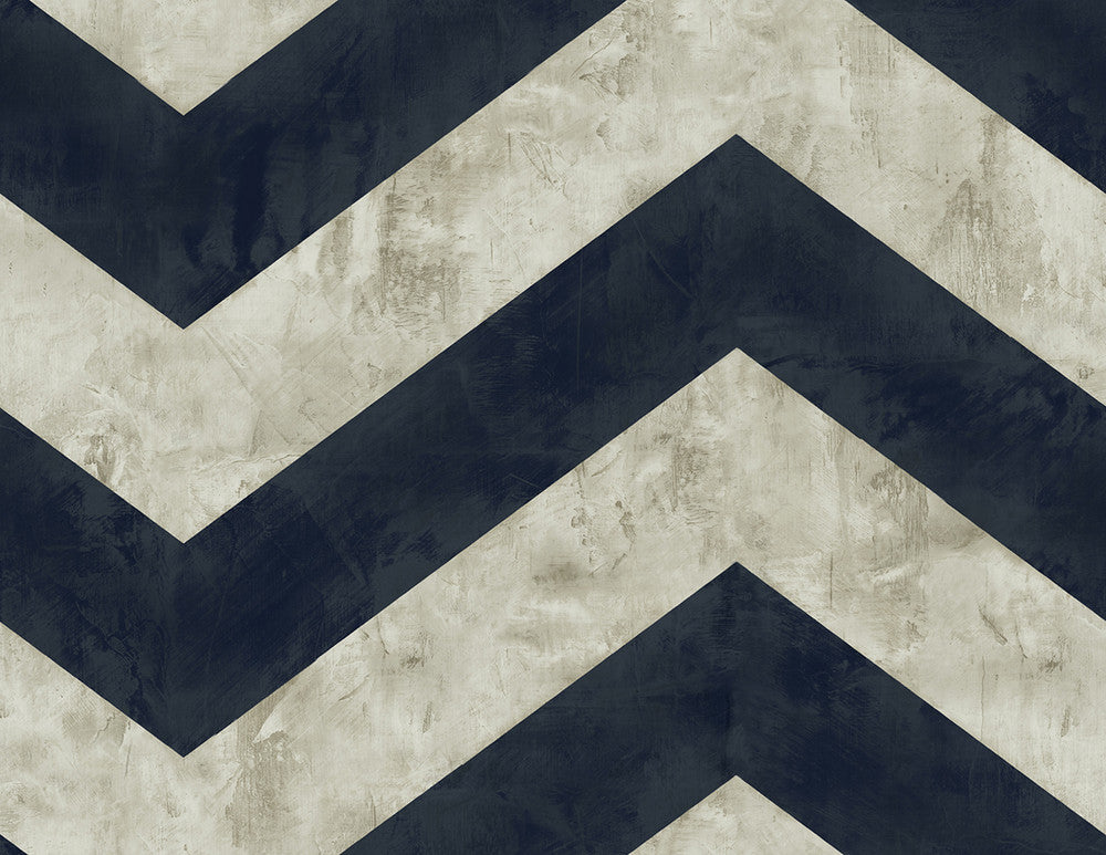 Hubble Chevron Metallic Midnight Blue AV50402 by Seabrook Designs Designer Wallpaper