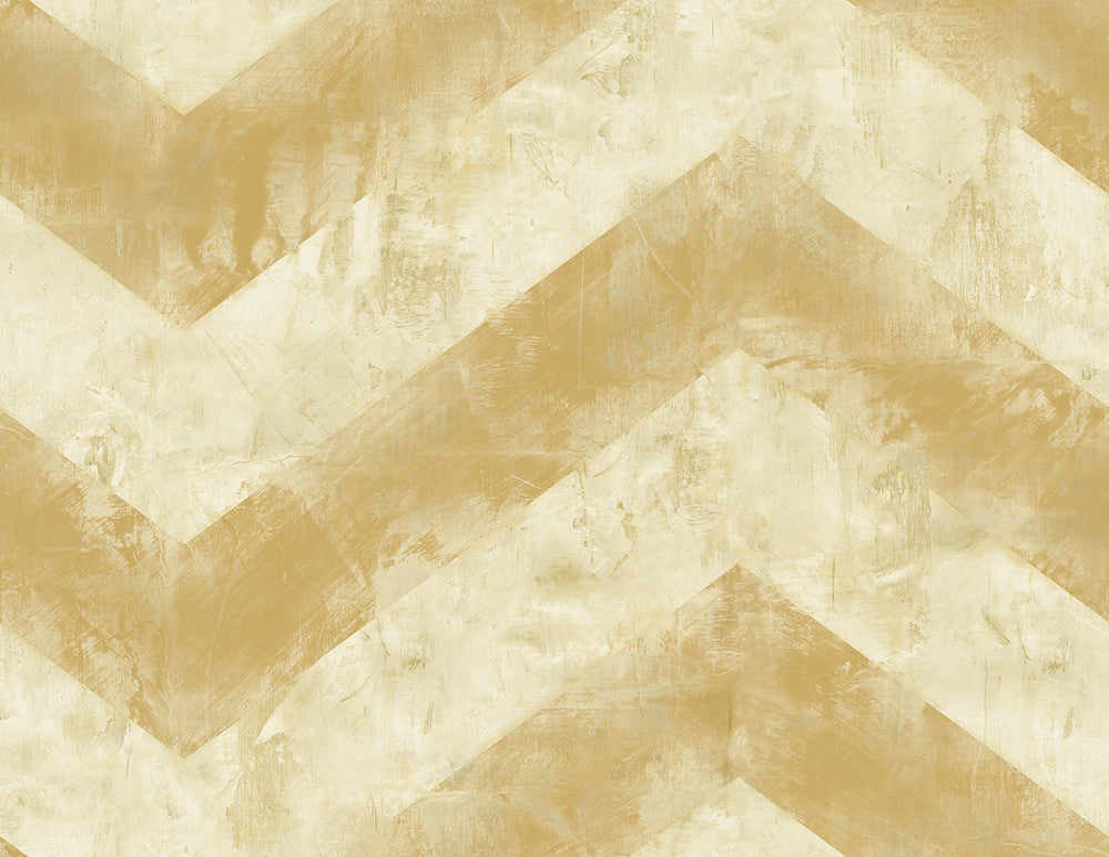 Hubble Chevron Metallic Gold and White AV50405 by Seabrook Designs Designer Wallpaper