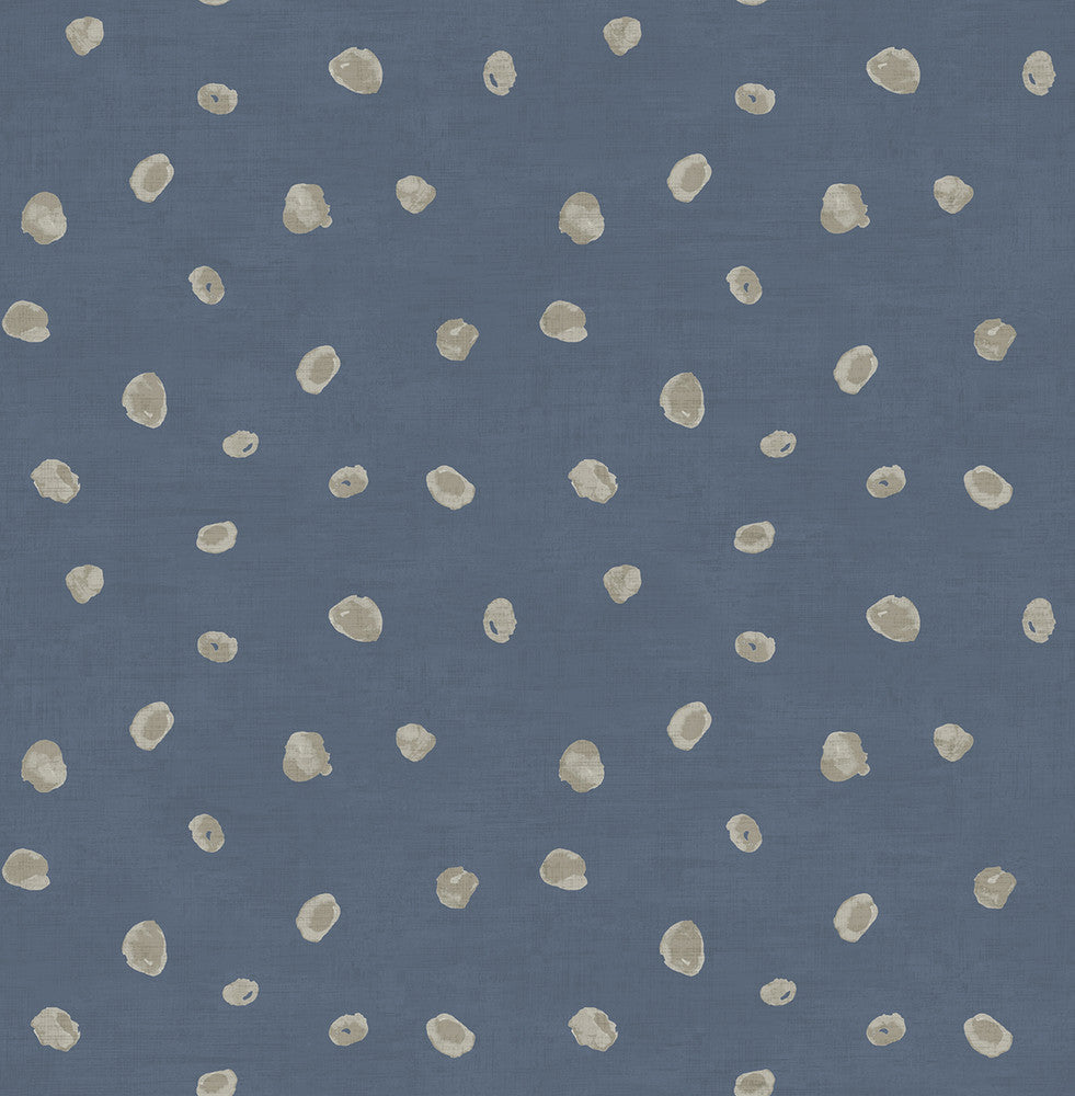 Hubble Dots Metallic Blue and Silver AV50602 by Seabrook Designs Designer Wallpaper
