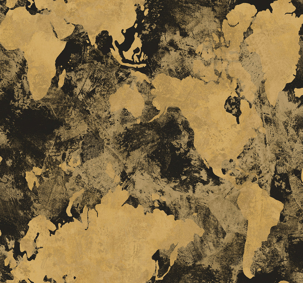 Galileo Faux Metallic Gold and Ebony AV50900 by Seabrook Designs Designer Wallpaper