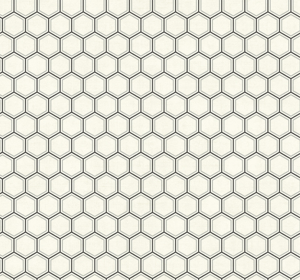 Curie Geo Metallic Silver and Black AV51200 by Seabrook Designs Designer Wallpaper