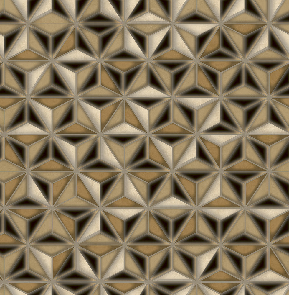 Einstein Geometric Metallic Gold and Black AV51410 by Seabrook Designs Designer Wallpaper