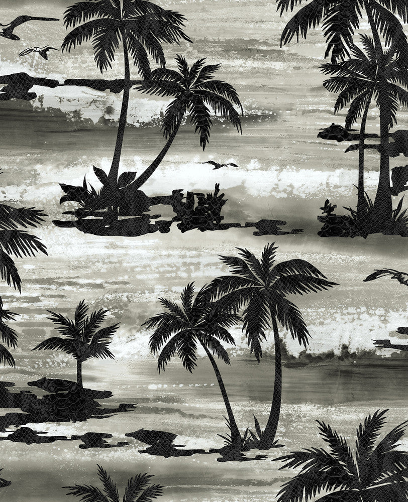 Moseley Palm Trees Black and Grey AV51600 by Seabrook Designs Designer Wallpaper