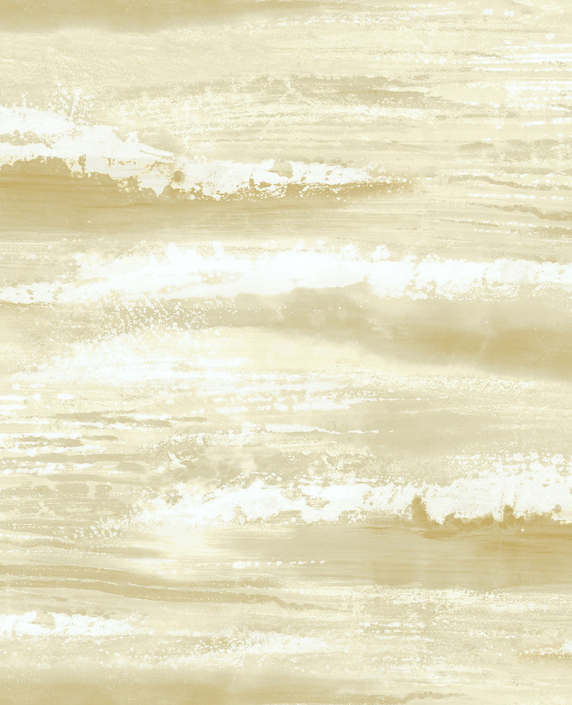 Moseley Waves Metallic Gold and Off-White AV51705 by Seabrook Designs Designer Wallpaper