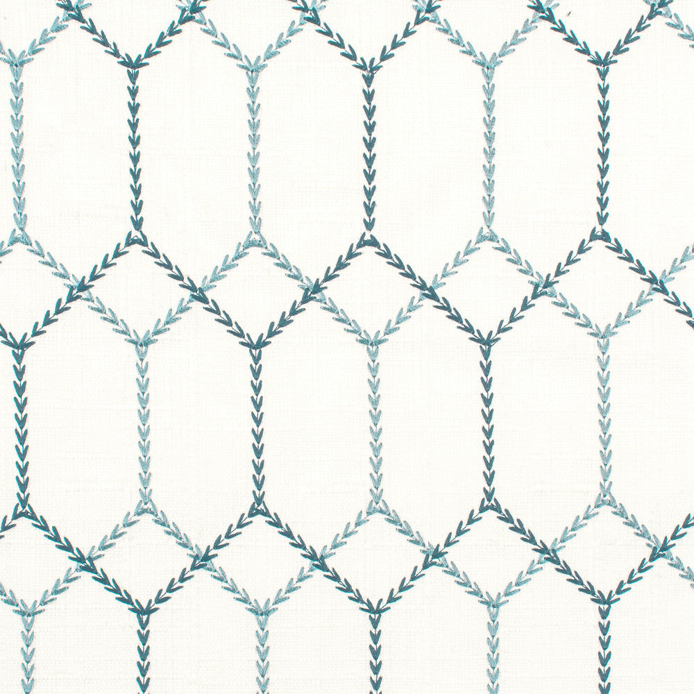 Avenue 1 Ink by Stout Designer Fabric COLOR MY WINDOW BREEZE/INK 98%POL 2%NYL %VEMB CHINA FLAME RETARDANT-U.F.A.C. CLASS 1 CATB 117-2013 Horizontal: 2.625 and Vertical: 5.75 53 in - Swanky Fabrics -