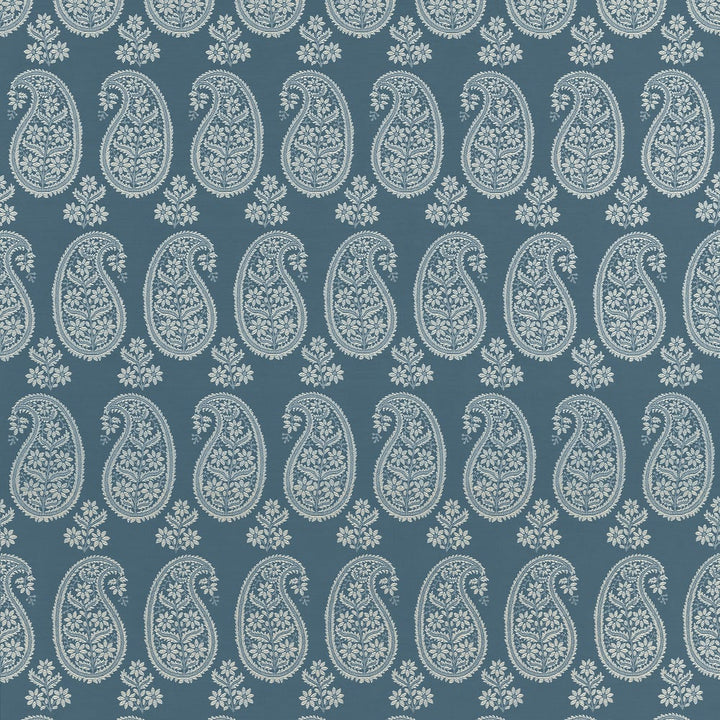 Campania Paisley Blue AW16110 by Thibaut Fabric Thibaut Fabric Campania Paisley Blue AW16110Fabric SOLEIL TEXTURES U.S.A </p><p>Repeat: H: 7 in (17.78 cm), V: 24.5 (62.23 cm) 54 in  (137.16 cm) - Fabric Carolina -