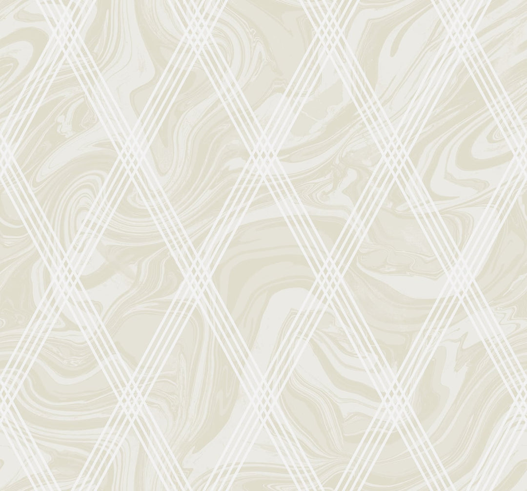 Marble Diamond Geometric Metallic Gold and White AW70905 by Seabrook Designs Designer Wallpaper