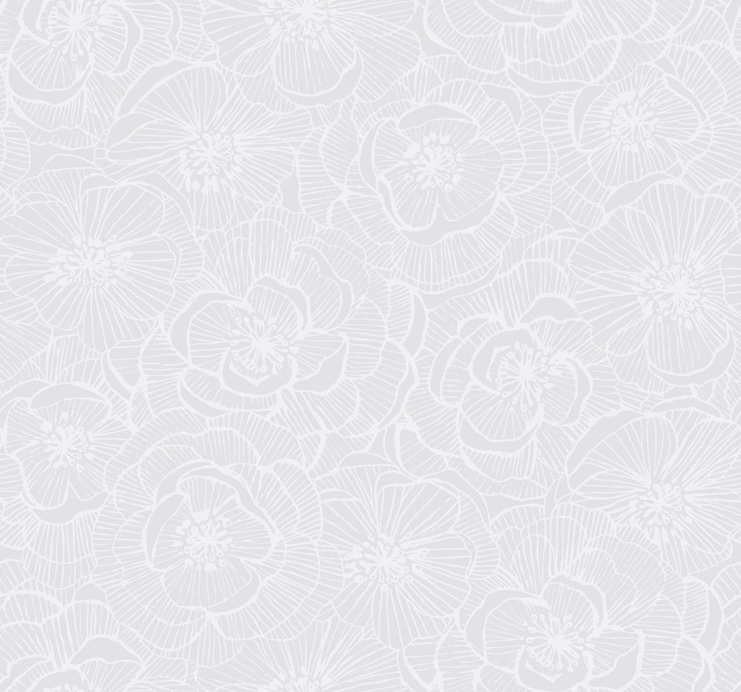 Graphic Floral Metallic Pearl AW71000 by Seabrook Designs Designer Wallpaper