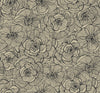 Seabrook Designs Wallpaper Graphic Floral Gold Glitter and Ebony AW71008