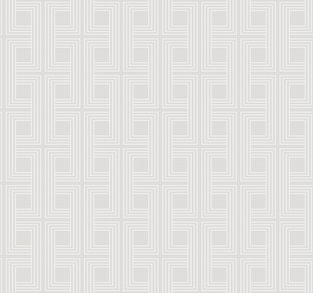 Interlocking Squares Metallic Champagne and Off-White AW71607 by Seabrook Designs Designer Wallpaper
