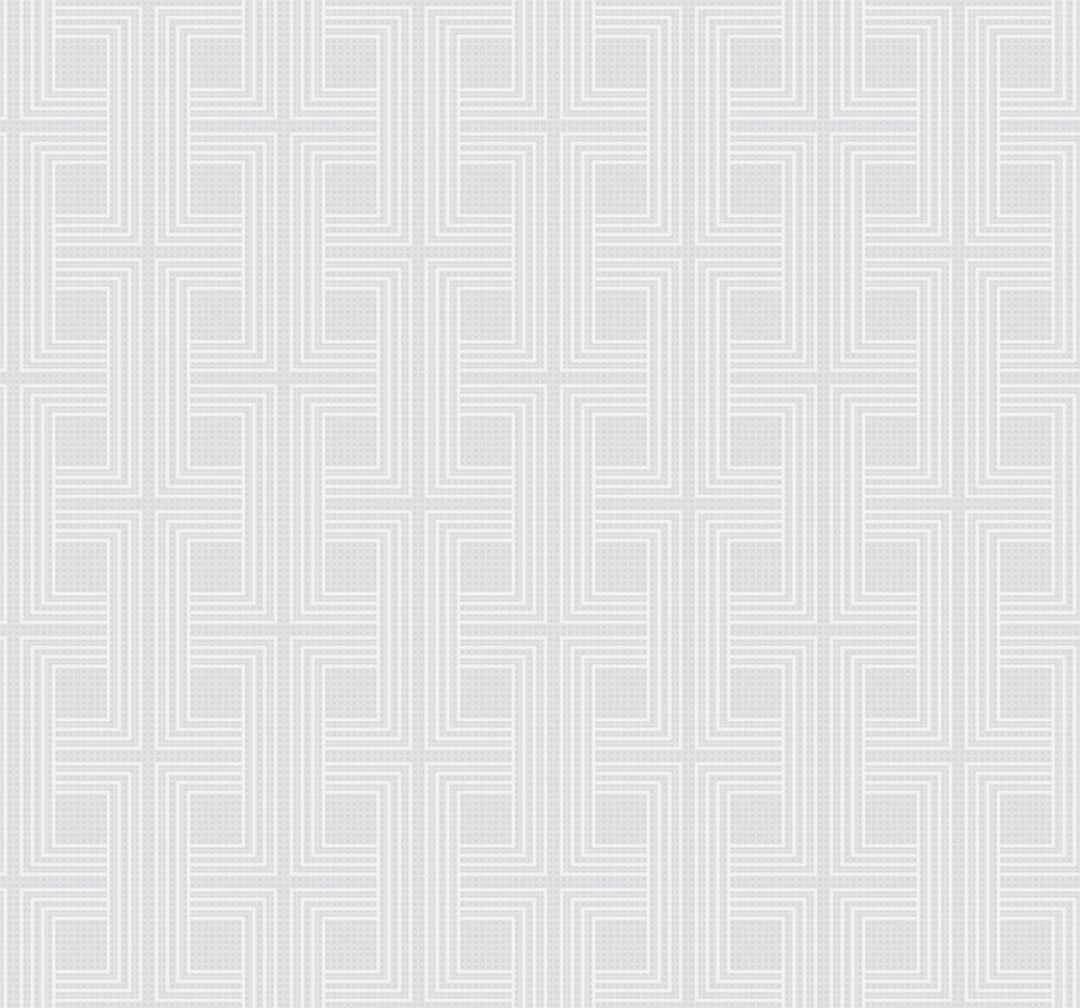 Interlocking Squares Metallic Pearl and Off-White AW71610 by Seabrook Designs Designer Wallpaper