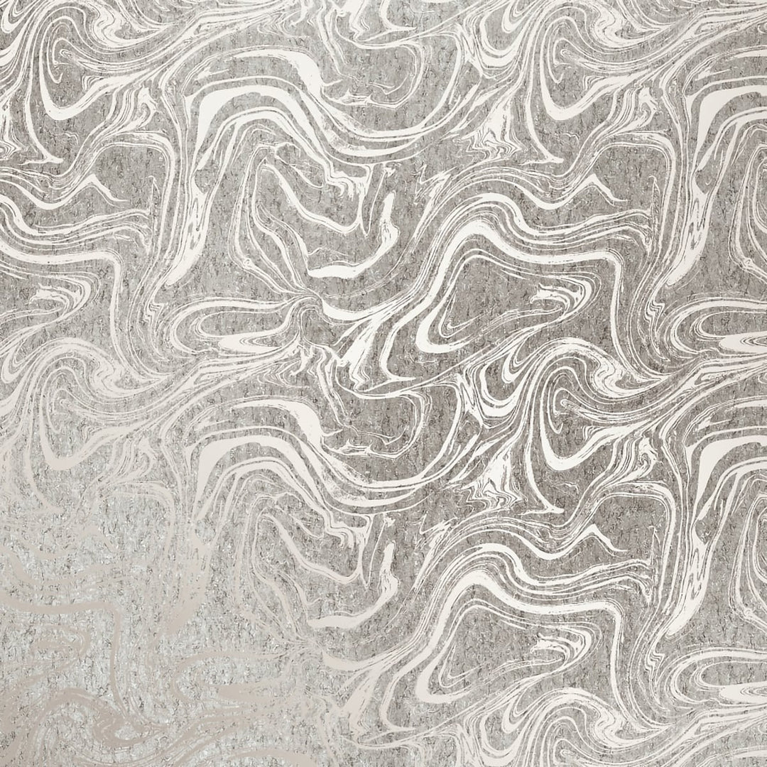 Oil and Water Cork Metallic Silver and Off-White AW73923 by Seabrook Designs Designer Wallpaper
