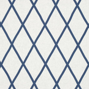 Anna French Fabric Tarascon Trellis Applique Navy on White AW78708