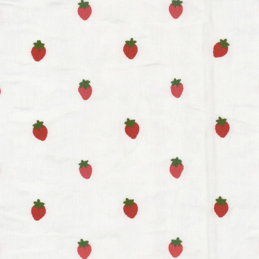 Azle 1 Strawberry by Stout Designer Fabric RAINBOW LIBRARY GINGER/POPPY 59%COT 41%LIN %PEMB INDIA Horizontal: 4.500 and Vertical: 3.750 52 in - Swanky Fabrics -