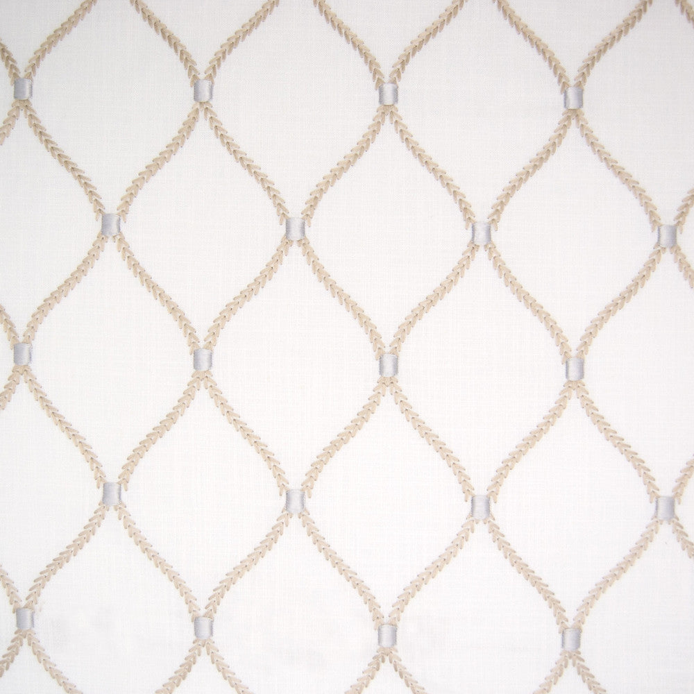 B6384 Tea Stain by Greenhouse Designer Fabric S39: Capri Neutrals 70% Rayon, 30% Linen With 100% Rayon Embroidery India 9,000 double rubs </p><p>Repeat: 4.25" H, 6.25" V 52" - Swanky Fabrics -
