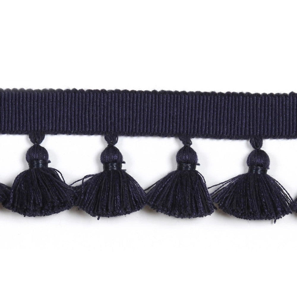 Hellenic Key Tassel Fringe Marine by Europatex Designer Fabric Hellenic 47% Fibranne, 44% Cotton, 9% Polyester 1.75 inches - Swanky Fabrics -