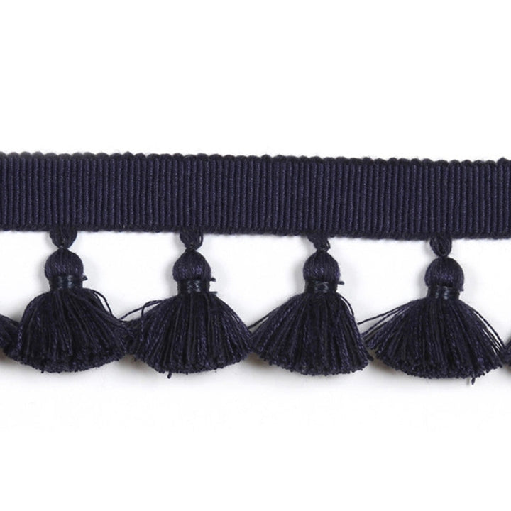 Hellenic Key Tassel Fringe Marine by Europatex Designer Fabric Hellenic 47% Fibranne, 44% Cotton, 9% Polyester 1.75 inches - Swanky Fabrics -