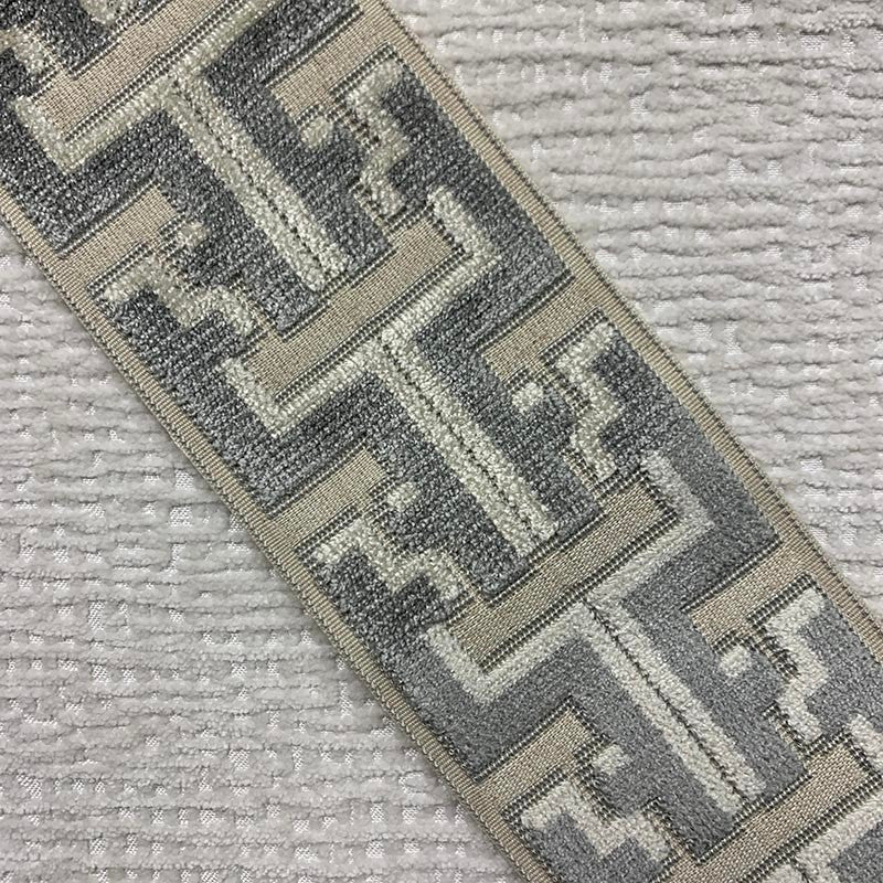 Banks Tape Gray by Magnolia Designer Trim - 31Poly/58Ray/11Lin China Horizontal: and Vertical: 3.5 - Swanky Fabrics -