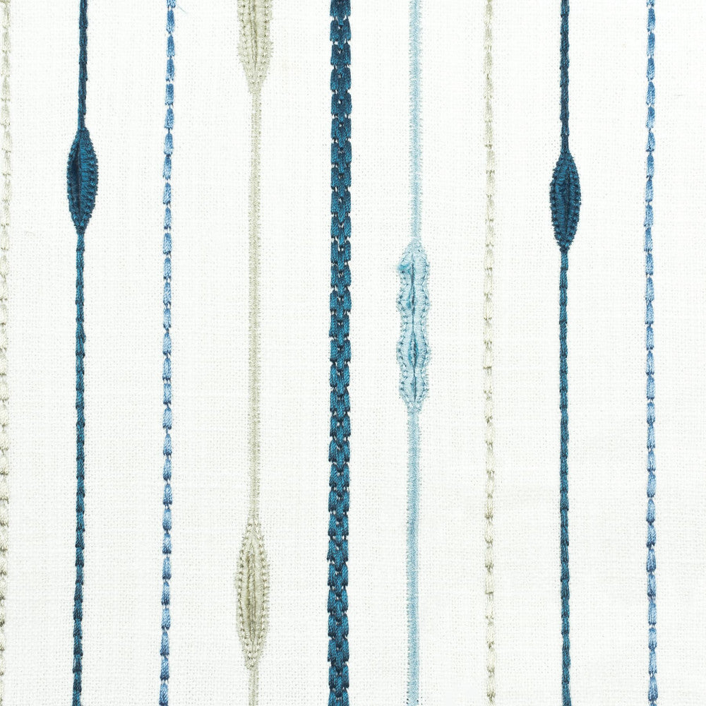 Beacon 2 Denim by Stout Designer Fabric COLOR MY WINDOW BLUE/NAVY 100%POL %PEMB INDIA FLAME RETARDANT-N.F.P.A. 701 SMALL SCALE Horizontal: 5.250 and Vertical: 6.250 52.75 in - Swanky Fabrics -